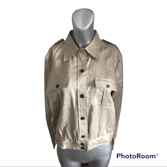 4/$20 Kula Kula Ramie neutral sand tan blouse jacket - Picture 4 of 10